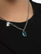 BLACKHEAD Gradient Tourmaline Pendant Necklace in Silver - On Male Model