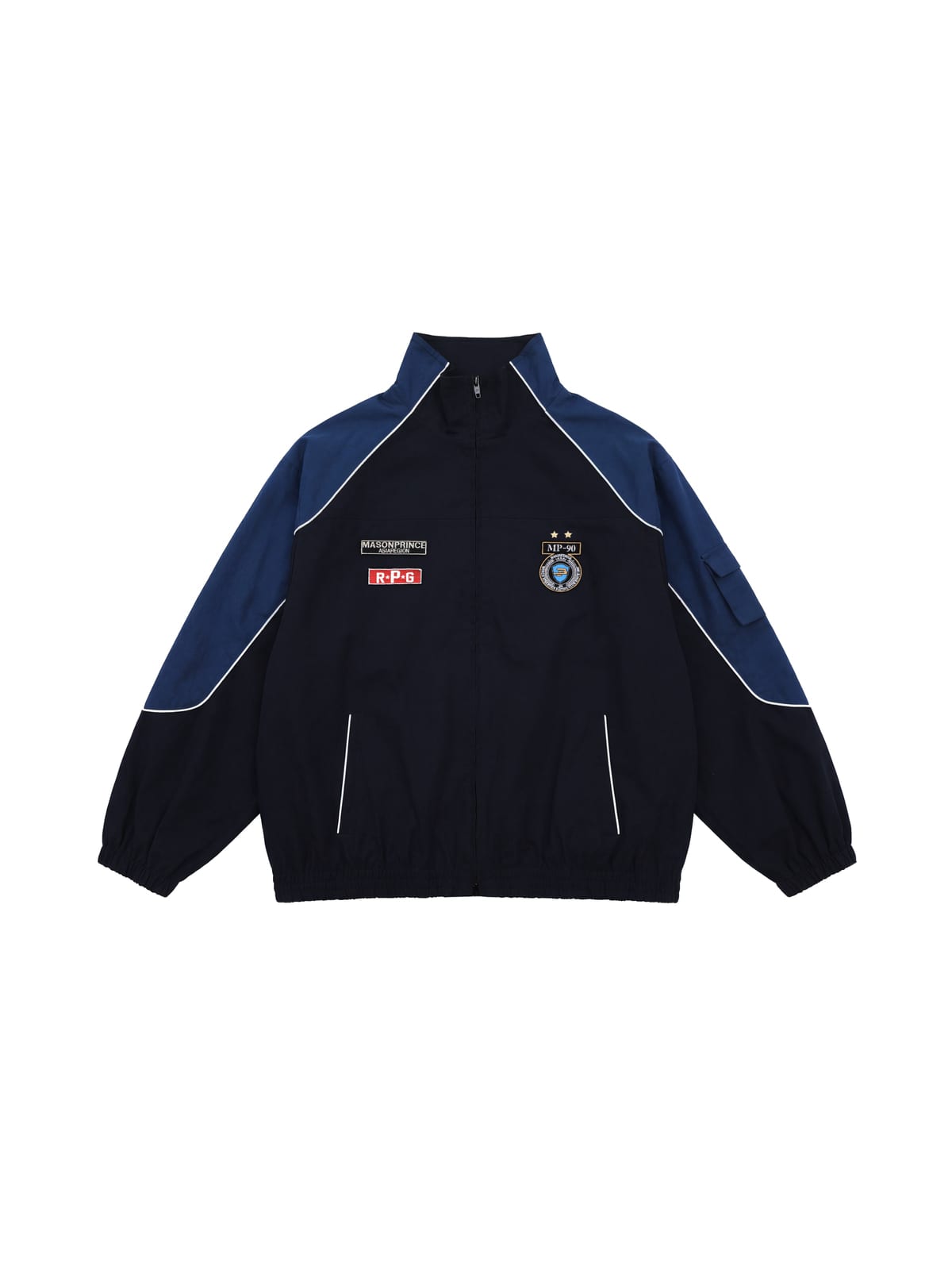 MASONPRINCE Color Block Badge Track Jacket in Blue