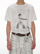 JCAESAR STUDIO Graphic Cotton Linen T Shirt in White - On Male Model