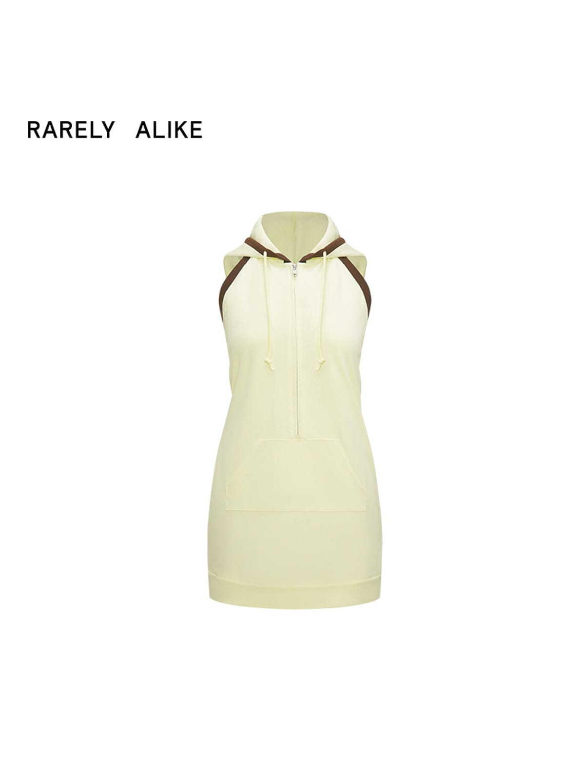 RARELY ALIKE Hooded Half Zip Sweatshirt Dress in Yellow