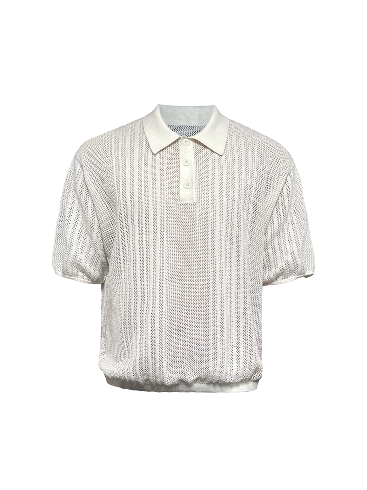 JCAESAR STUDIO Pointelle Ribbed Cotton Polo in White