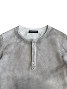 UNKNOWNWORLD Distressed Cotton Waffle Henley in Gray - Detail
