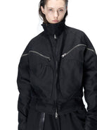 D5ove Multi Zipper Cotton Stand Collar Jacket in Black - On Female Model