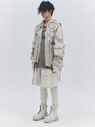 D5ove Tactical Multi Pocket Noragi Jacket in Gray - On Male Model