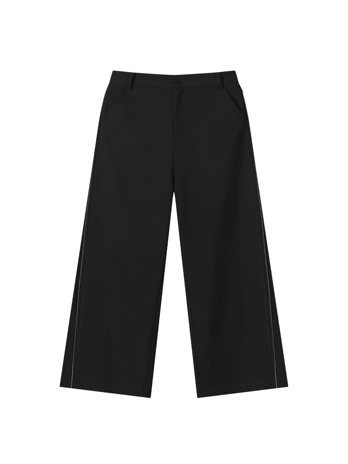 BLINDNOPLAN Side Zip Adjustable Wide Leg Trousers in Black