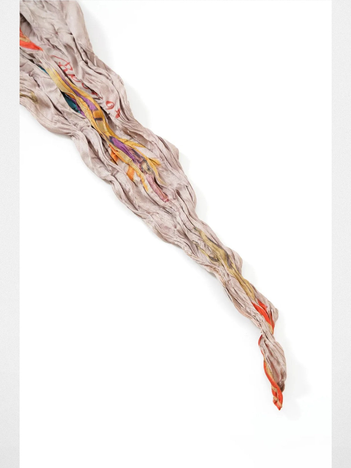 Retro 21 Irregular Pleated Vintage Print Scarf in Beige - Detail