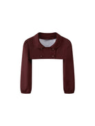 SweetChilling Double Breasted Cropped Cardigan in Brown