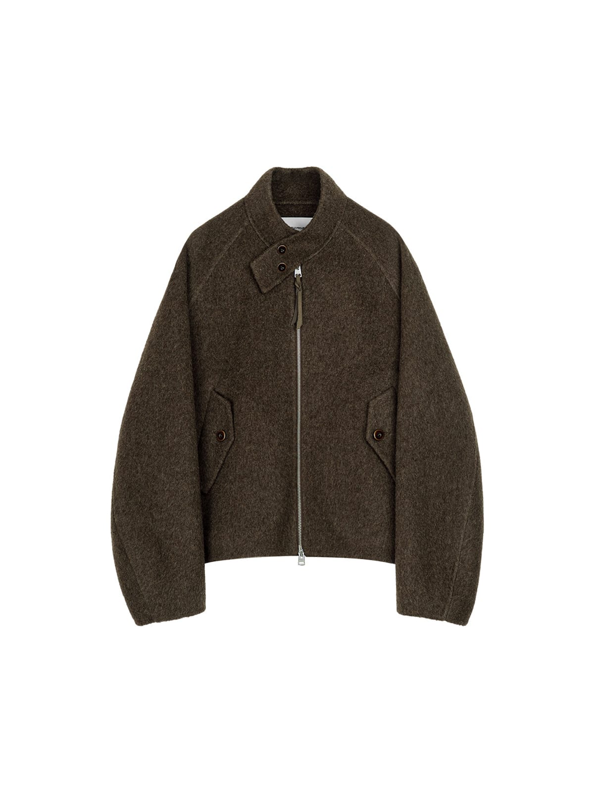SIMPLE PROJECT Double Faced Wool Harrington Jacket in Brown
