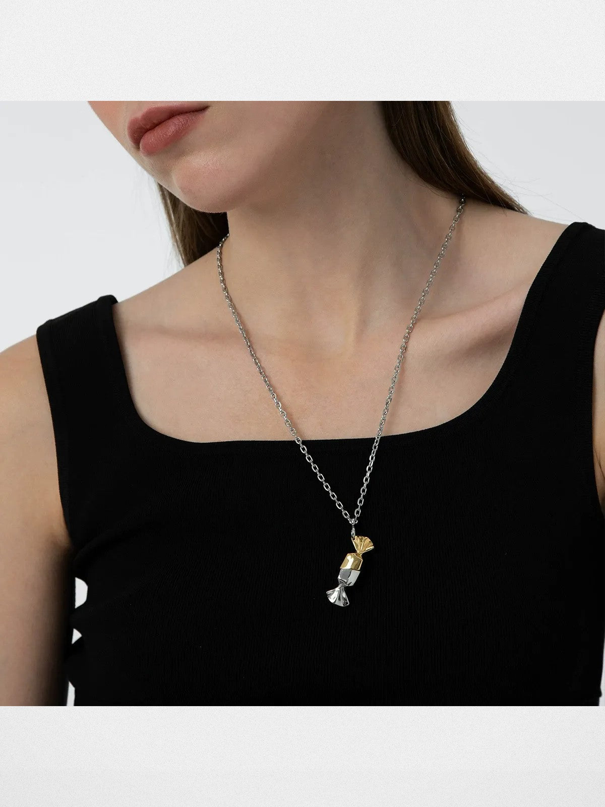 BLACKHEAD Magnetic Candy Pendant Necklace in Gold - On Female Model