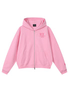 MEDM 3D Logo Two Way Zip Cotton Hoodie in Pink
