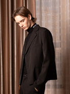 SOD Deconstructed Asymmetric Wool Blazer in Black - On Male Model