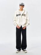 MEDM Washed Wide Leg Jeans in Black - On Male Model