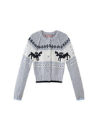 SweetChilling Reindeer Jacquard Wool Blend Cardigan in Gray