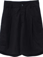 BLINDNOPLAN Asymmetric Striped Suit Shorts in Black