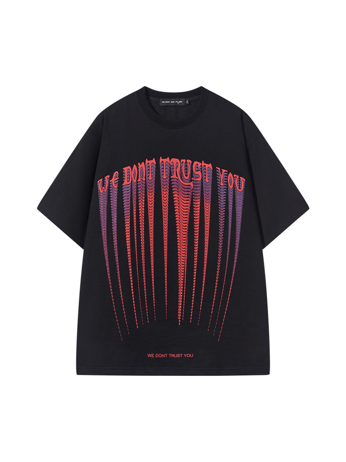 BLINDNOPLAN Stretched Slogan Print Cotton T Shirt in Red