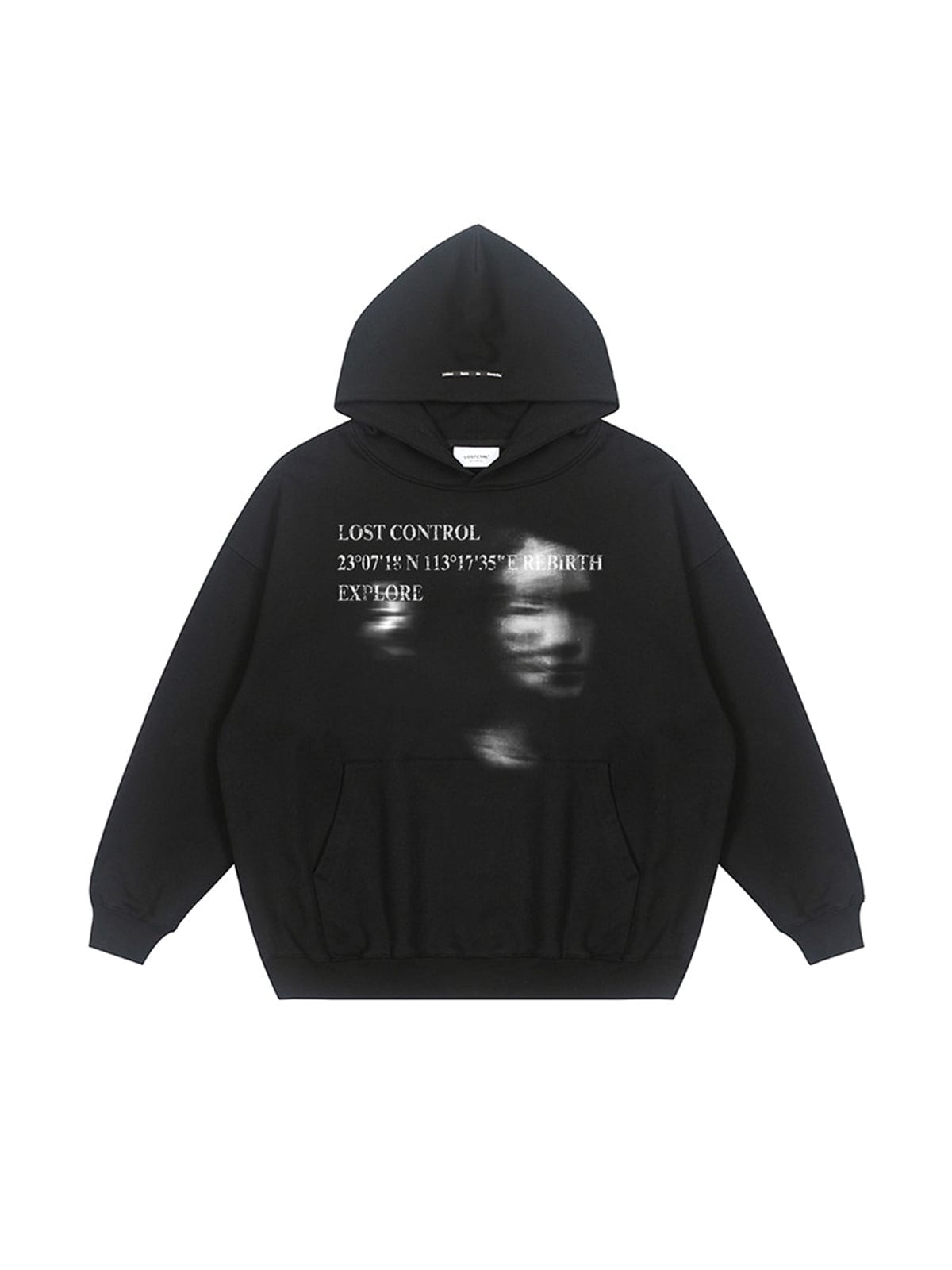 LOSTCTRL Heavyweight Cotton Graphic Hoodie in Black