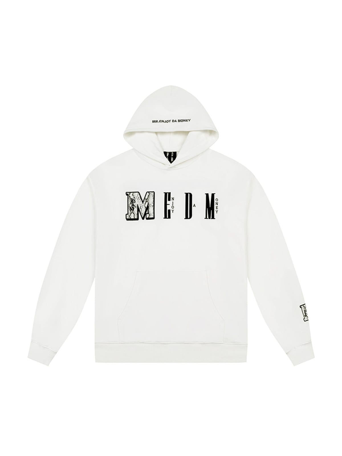 MEDM Animal Print Logo Pullover Hoodie in White