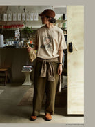 USAGE Vintage Wash Einstein Graphic T Shirt in Beige - On Male Model