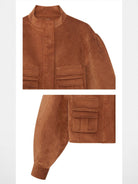SHUSHU/TONG Wide Sleeve Cropped Jacket in Beige - Detail