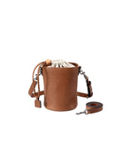 QIUZHEN Leather Drawstring Bucket Bag in Gray