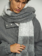 Retro 21 High Neck Fleece Sweatshirt in Gray - On Male Model