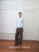 Random Piece Lightweight Cotton Blend Crewneck T Shirt in Sky Blue - On Female Model