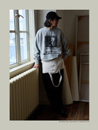 USAGE Washed Cotton Graphic Sweatshirt in Gray - On Male Model