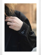 Retro 21 Contrast Stitch Boxy Jacket in Black - On Model