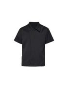 JCAESAR STUDIO Asymmetric Concealed Button Short Sleeve Shirt in Black