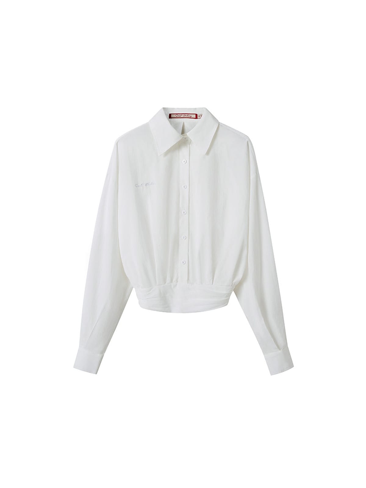 SweetChilling Wrap Hem Cropped Shirt in White