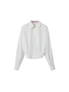 SweetChilling Wrap Hem Cropped Shirt in White