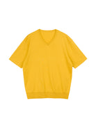SIMPLE PROJECT Cashmere Blend V Neck Knit T Shirt in Yellow