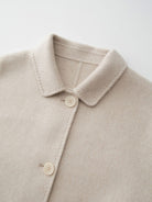 TEASEL Silk Wool Drop Shoulder Short Coat in White - Detail