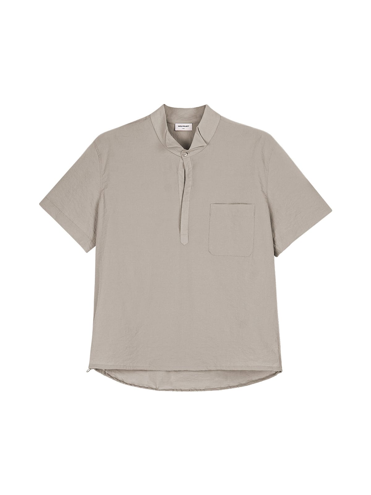 SIMPLE PROJECT Nylon Half Placket Short Sleeve Shirt in Gray