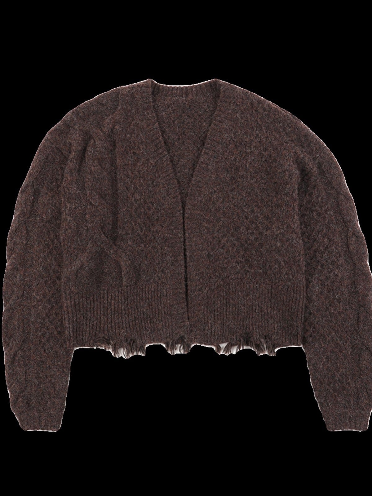 D5ove Heavyweight Wool Blend Cardigan in Brown