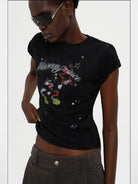 MASONPRINCE Reversible Parody Graphic Cotton T Shirt in Black - On Female Model