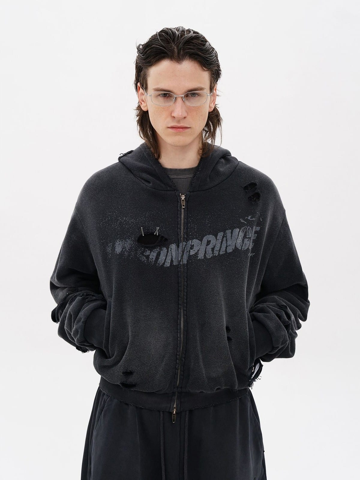 MASONPRINCE Double Layered Cotton Joggers in Black - On Male Model