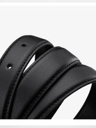 HONGU Slim Leather Pin Buckle Belt in Black - Detail