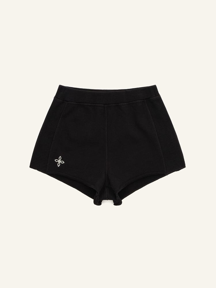 SMFK Low Rise Ribbed Cotton Shorts in Black