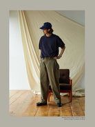 USAGE Heavyweight Herringbone Cargo Pants in Olive - On Male Model