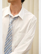 Retro 21 Bamboo Rayon Drop Shoulder Shirt in White - On Male Model