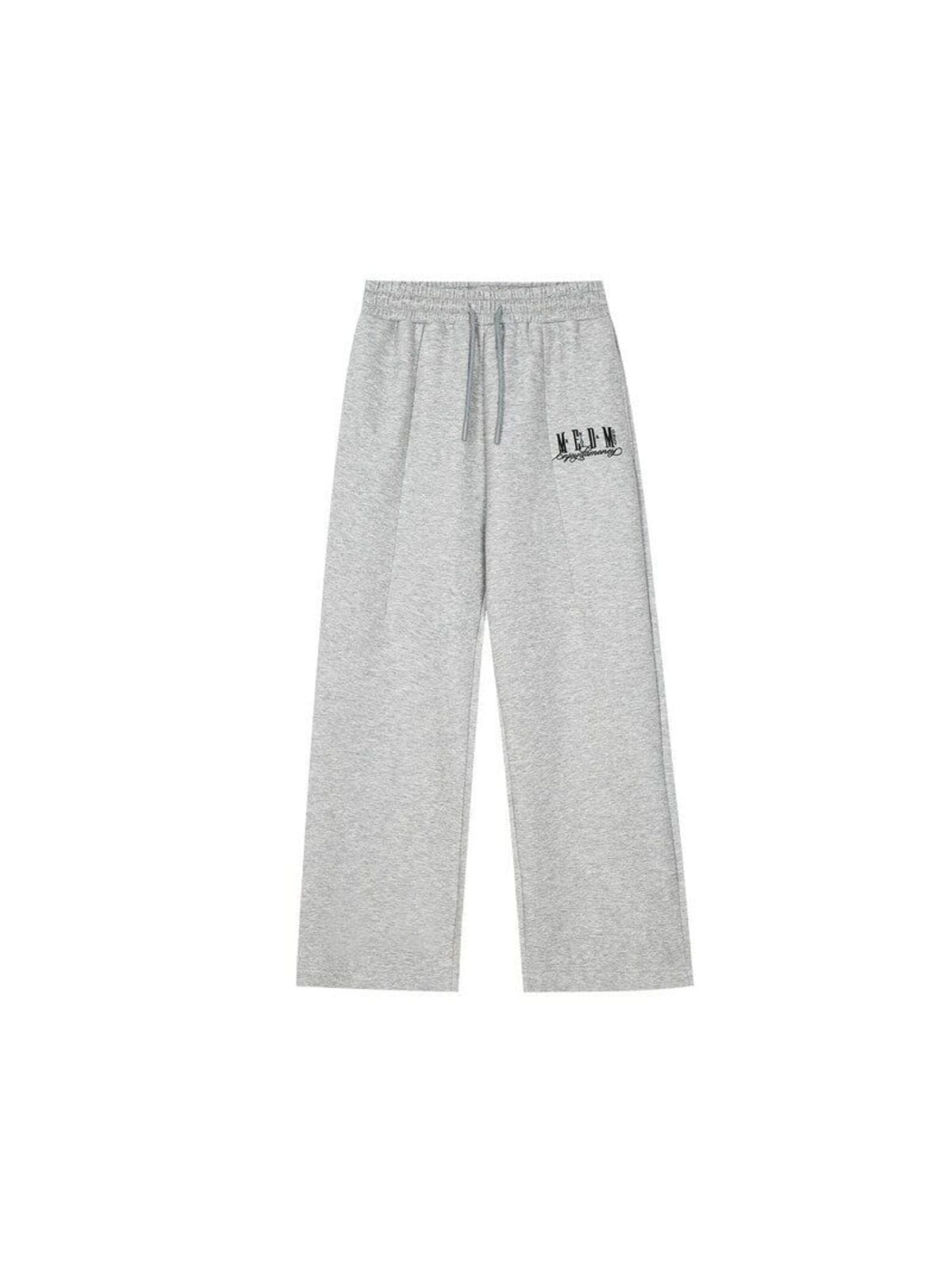 MEDM Cotton Blend Straight Leg Sweatpants in Gray