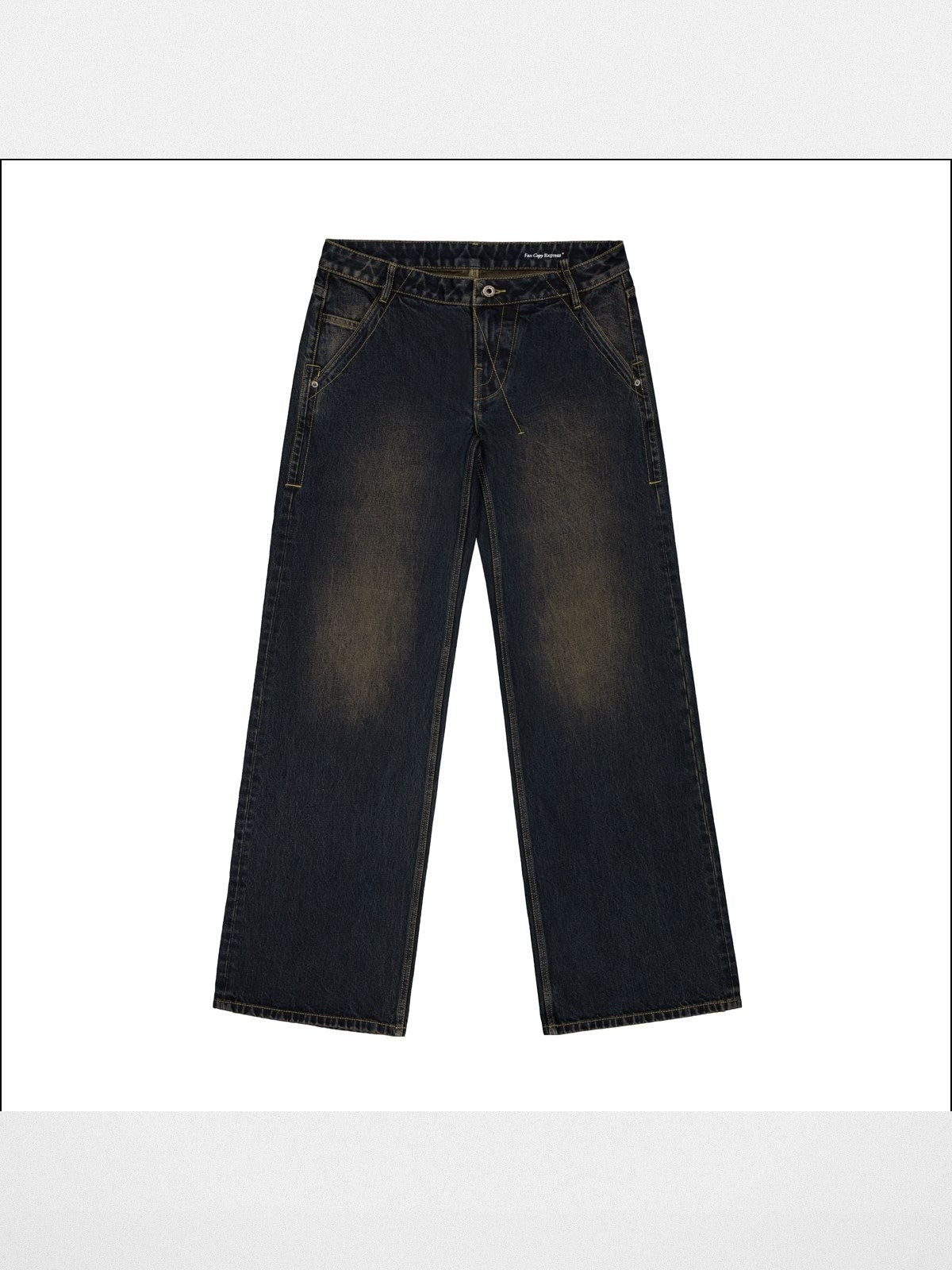 Fax Copy Express Basic 2 Distressed Wide Leg Jeans in Black
