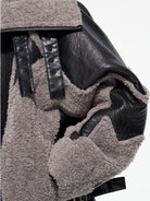D5ove Faux Shearling High Collar Jacket in Black - On Model
