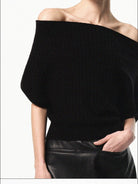 RARELY ALIKE Multi Way Wool Blend Knit Top in Black - On Female Model