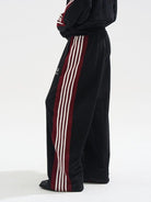 BLINDNOPLAN Raw Edge Contrast Paneled Sweatpants in Black - On Model