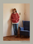 USAGE Faded Vintage Wash Hoodie in Red - On Male Model