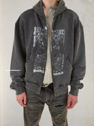 UNKNOWNWORLD Distressed Mechanical Print Hoodie in Black - On Male Model