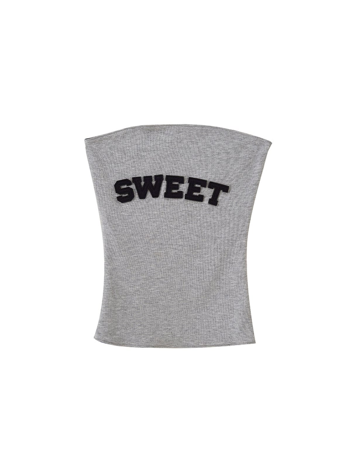 SweetChilling Applique Contrast Trim Bandeau Top in Gray