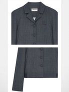 SHUSHUTONG Structured Wool Blend Cropped Jacket in Gray - Detail